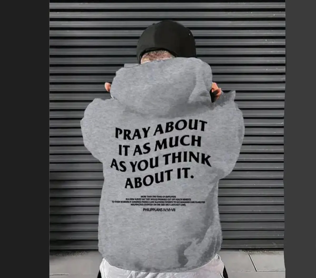 Men's Grey Hoodie With Bible Verse - Size Xl