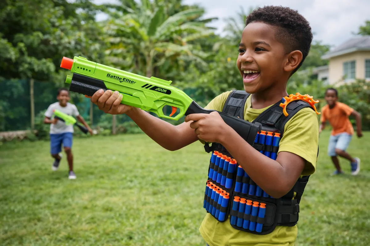 BattleElite Foam Dart Blaster Toy Gun, Dual Handle, Safe Soft Ammo | Kids & Family Outdoor Fun |  lime green,