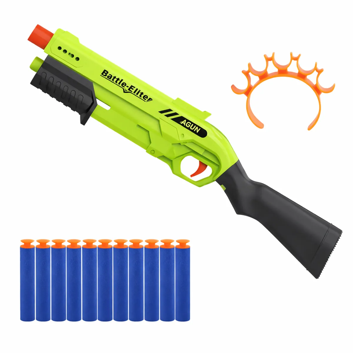 BattleElite Foam Dart Blaster Toy Gun, Dual Handle, Safe Soft Ammo | Kids & Family Outdoor Fun |  lime green,