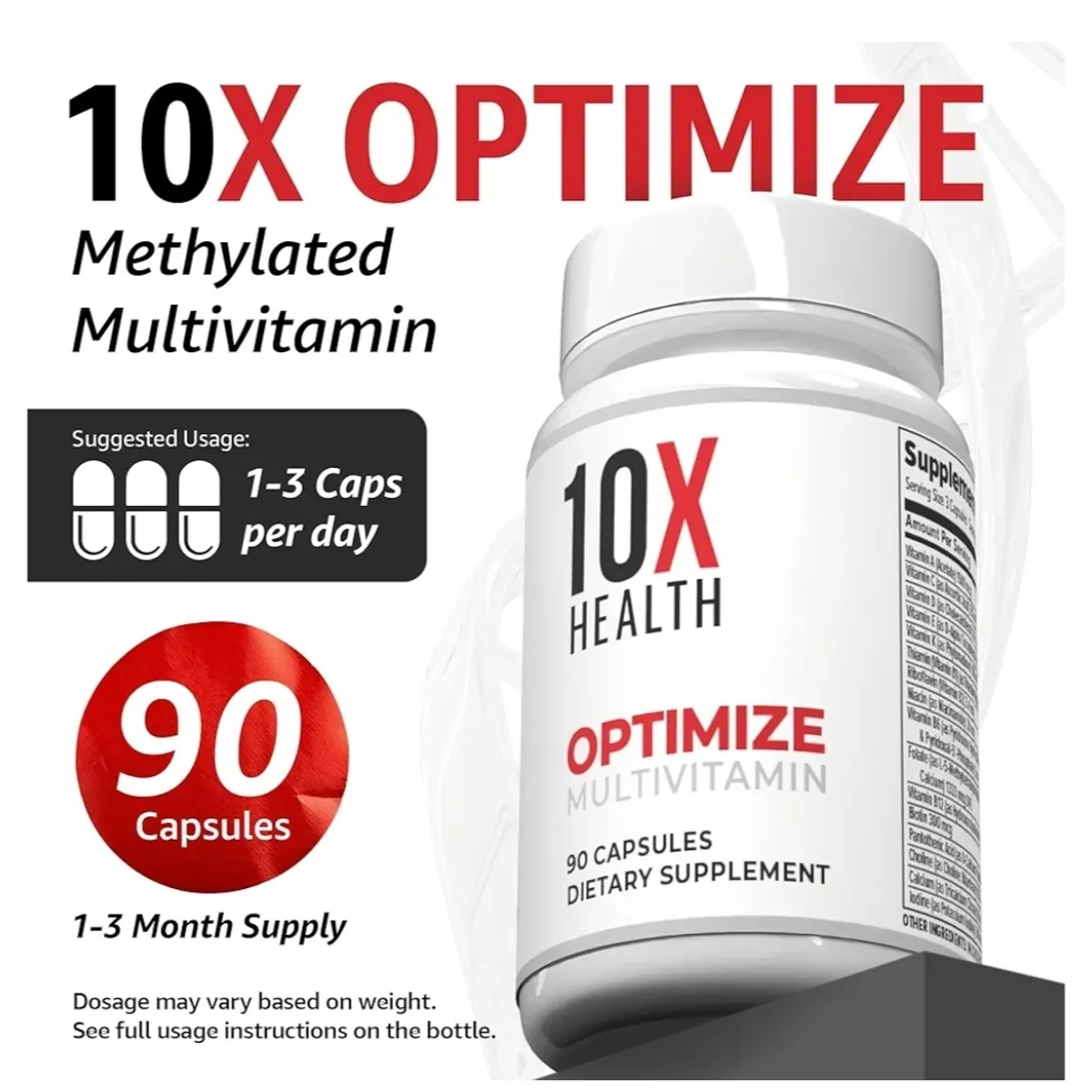 10X Health Optimize Methylated Multivitamin for Men - 90 Capsules