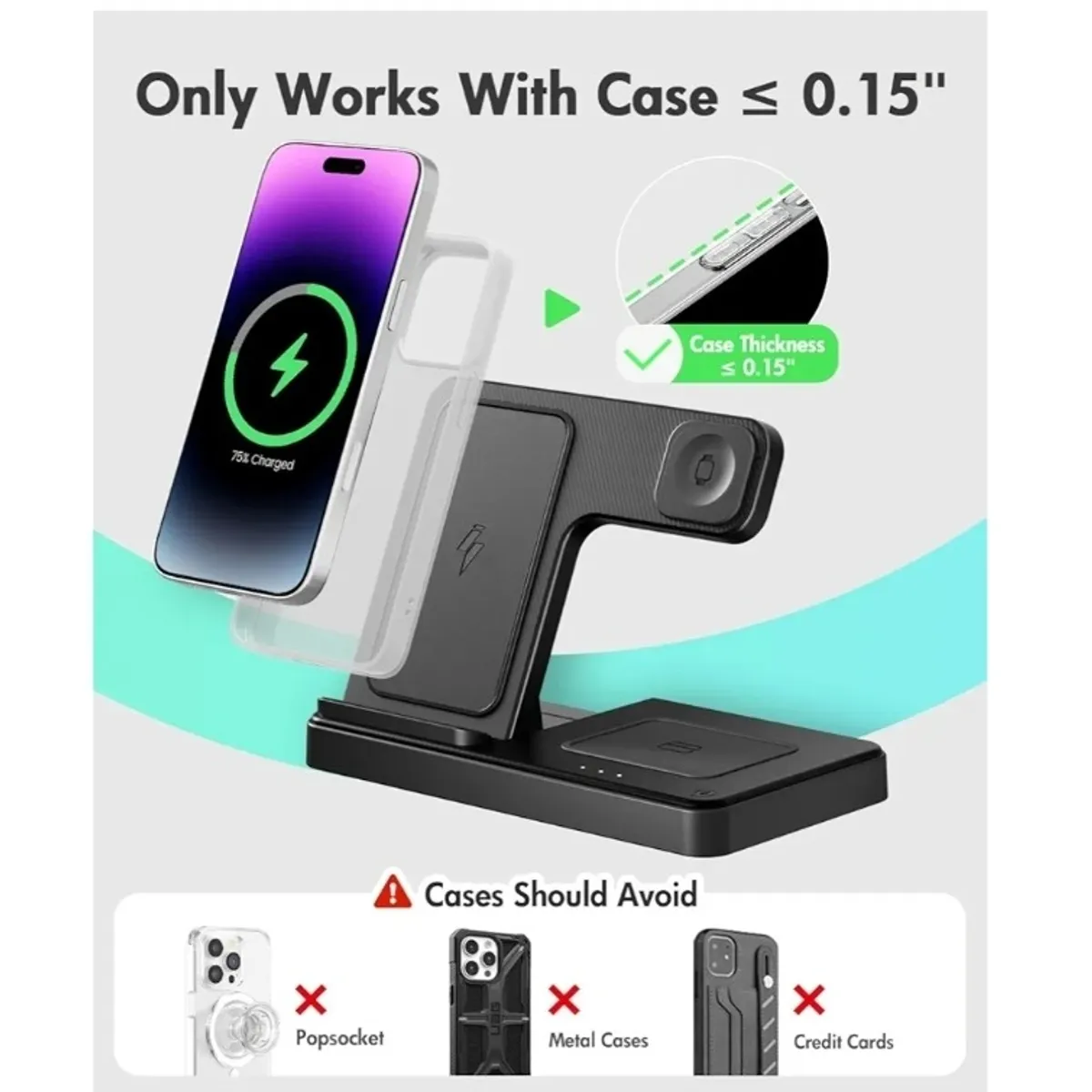 Wireless Charger iPhone Charging Station: 3 in 1 Charger Stand Multiple Devices for Apple
