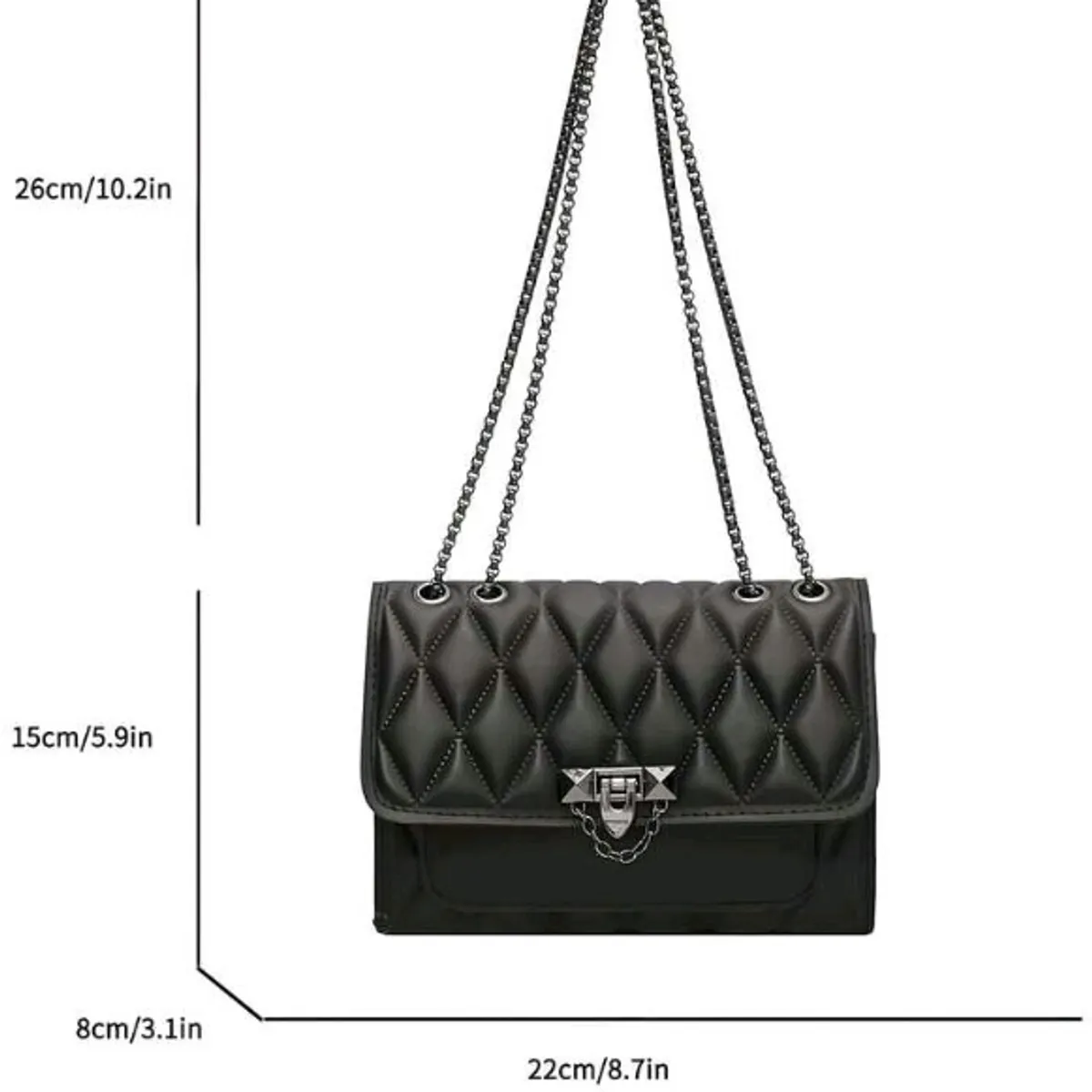Women's  Black Small Square Chain Crossbody  Bag