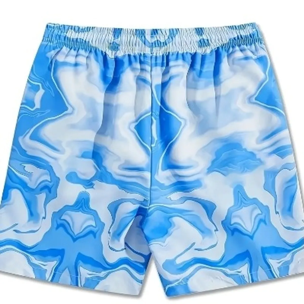Men'S Light Blue Marble Drawstring Shorts-Size M