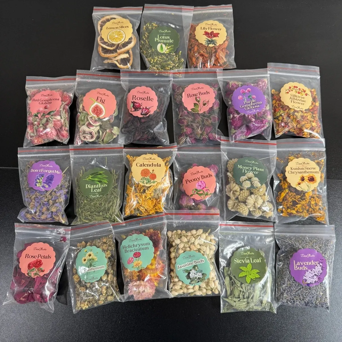 21 Dried Flower Packets Soap Candle Making DIY Arts Crafts 0.4 oz Each