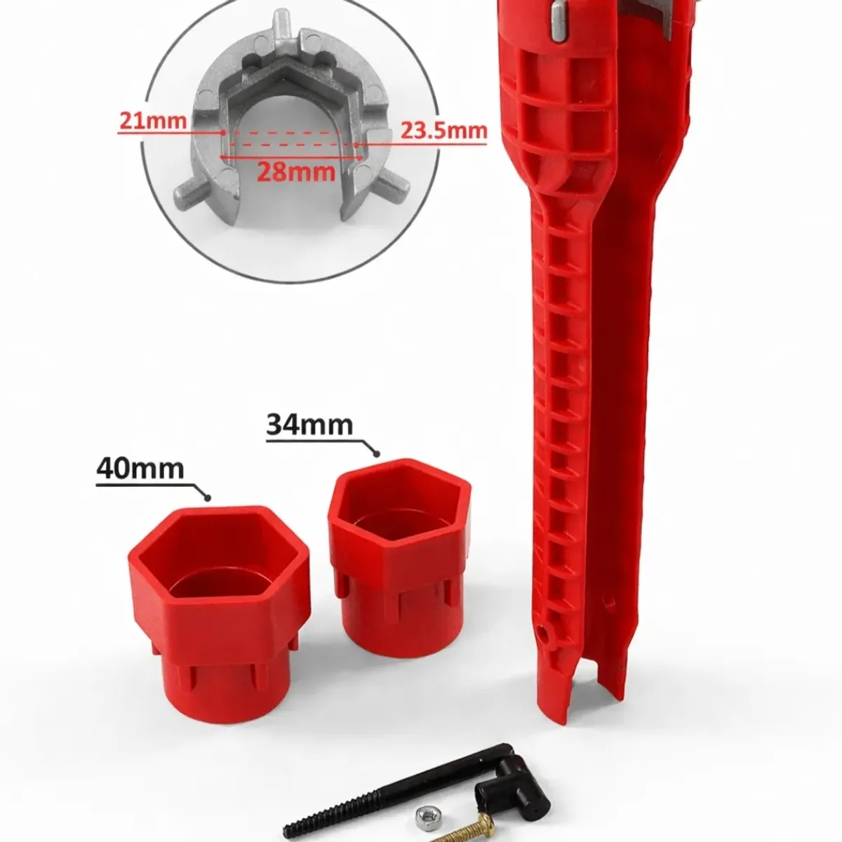 8-in-1 Multi-functional Wrench Faucet Sink Installer Tool For Toilets And Kitchens - Red Plumbers Wrench