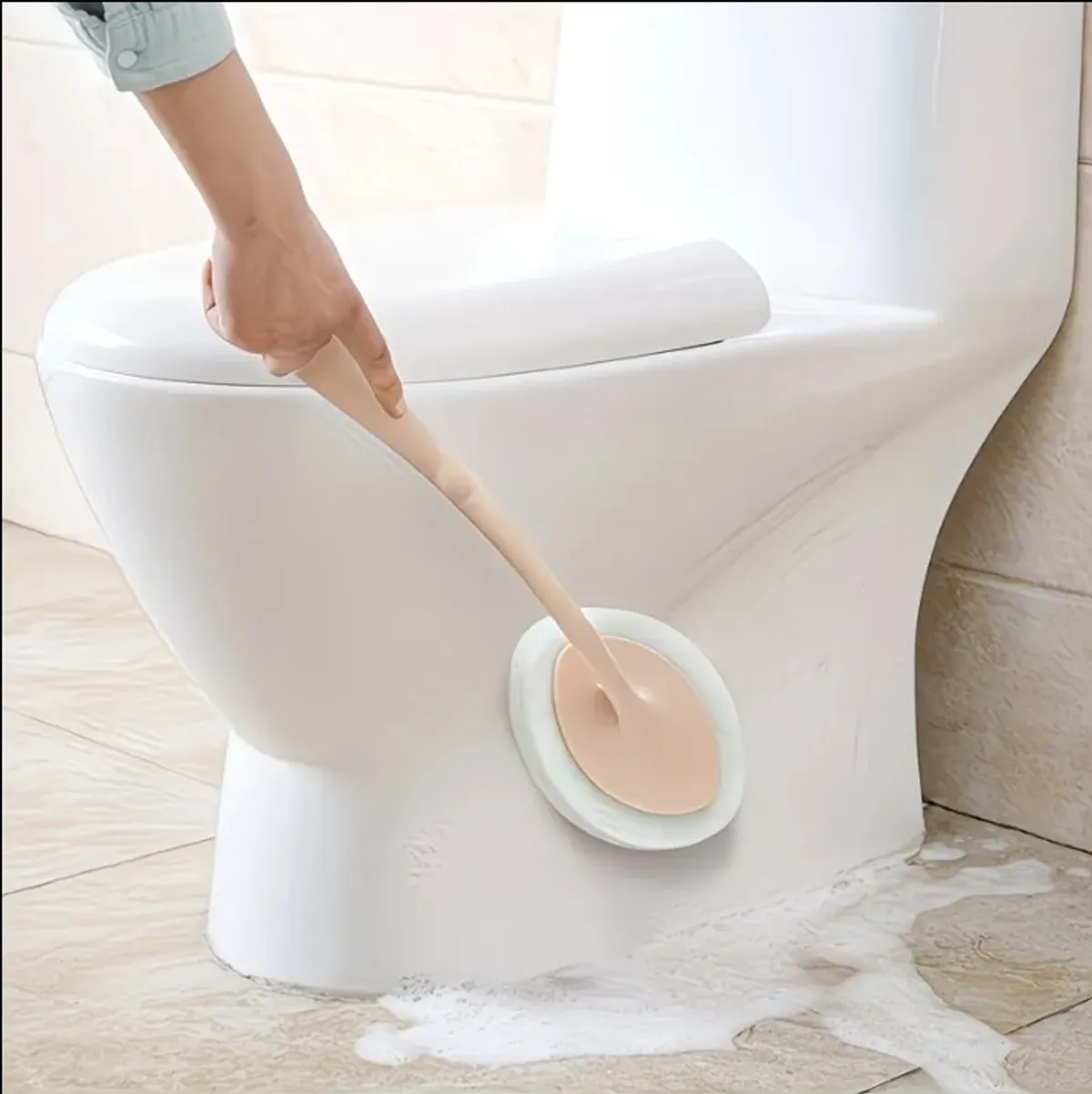 1pc Long Handle Sponge Cleaning Brush for Tile, Bathtub, and Pool