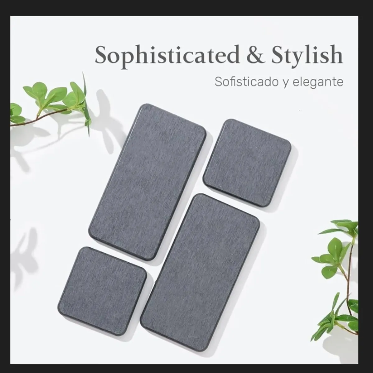 4Pcs Quick-Drying Stone Soap Tray For Bathroom Sink - Dark Grey