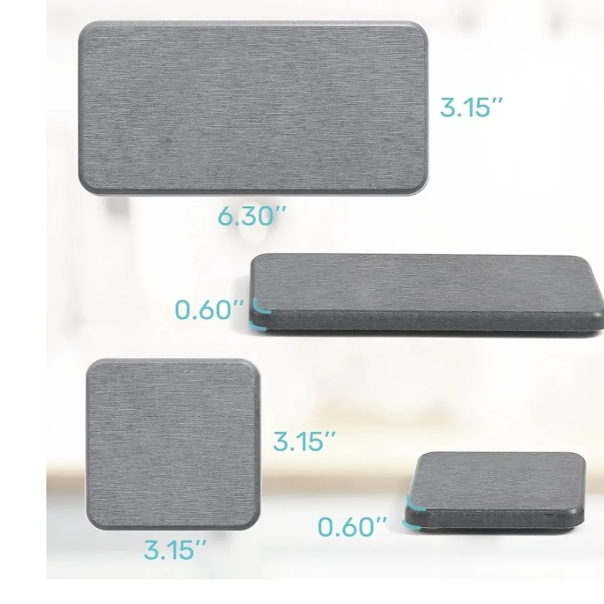4Pcs Quick-Drying Stone Soap Tray For Bathroom Sink - Dark Grey