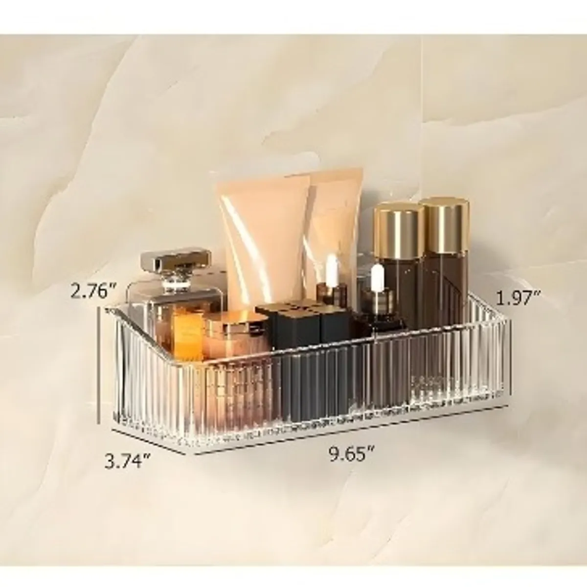 Clear Adhesive Shower Caddy Bathroom Shelf - No Drill Self-Stick Wall-Mounted Organizer