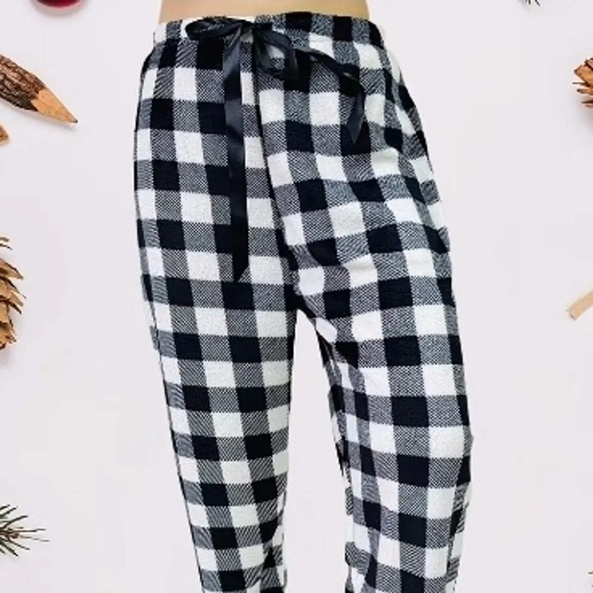 2pcs Flannel Pajama Pants Set-Size M