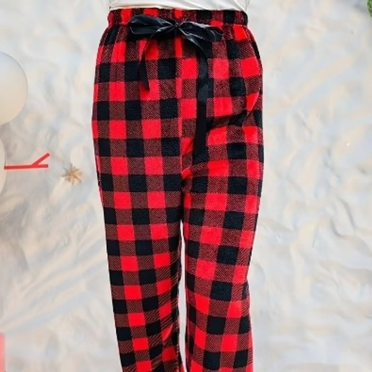 2pcs Flannel Pajama Pants Set-Size M