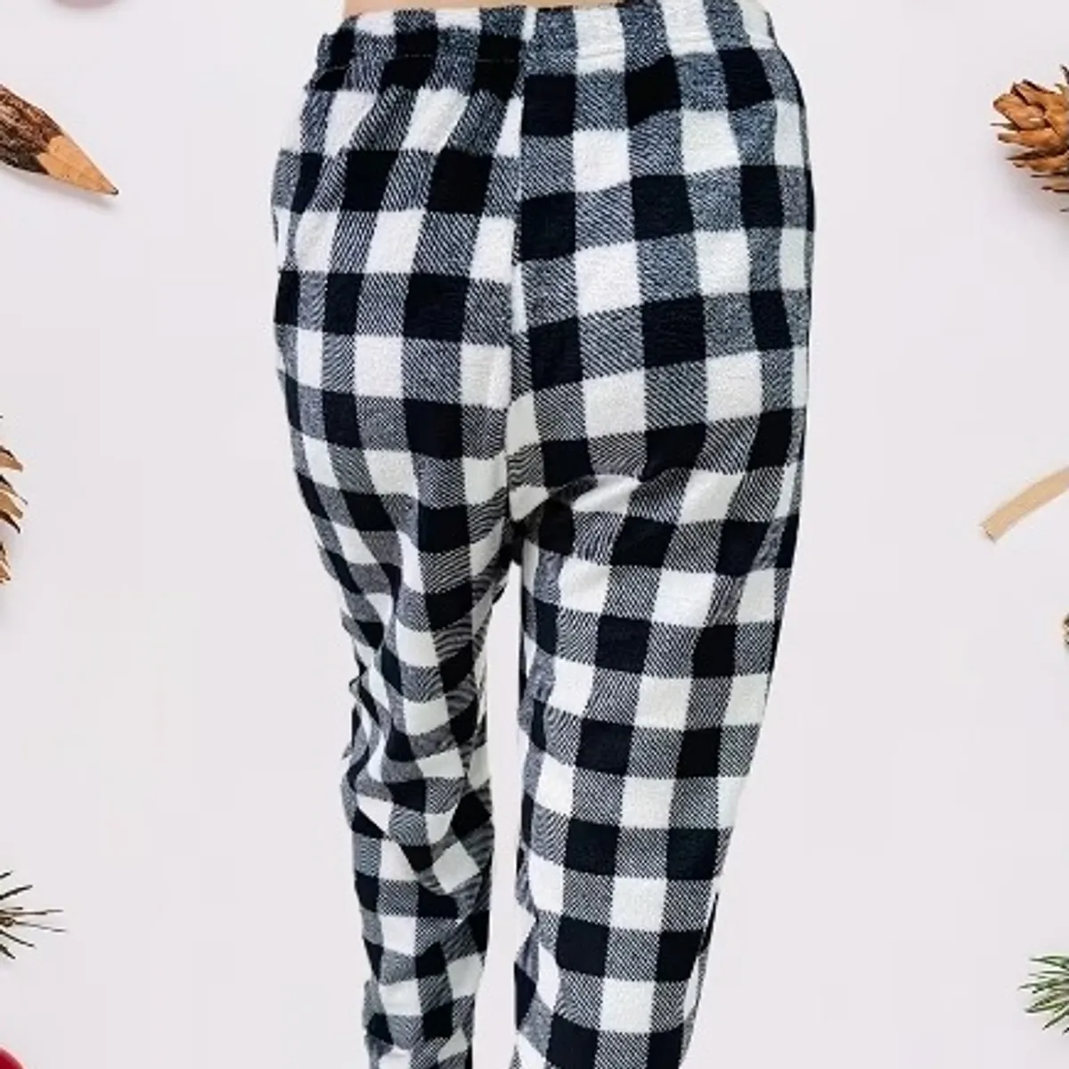 2pcs Flannel Pajama Pants Set-Size M
