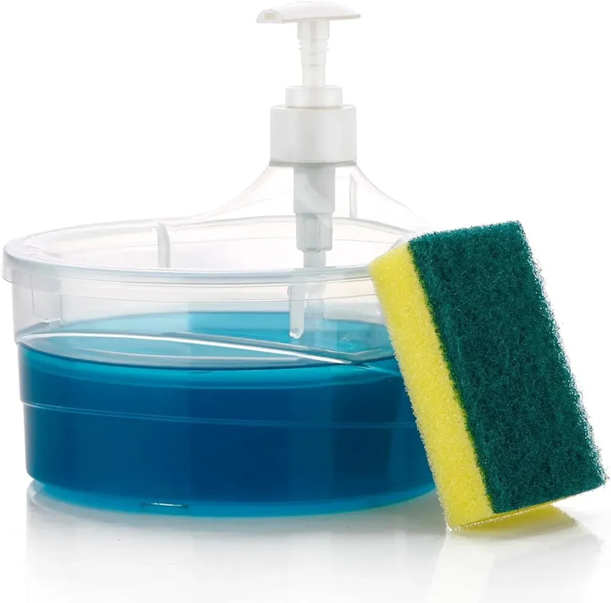 Dish Wash Liquid Dispenser with Cleaning Sponge, Soap Dispenser, Liquid Soap Pump Dispenser for Dishwash