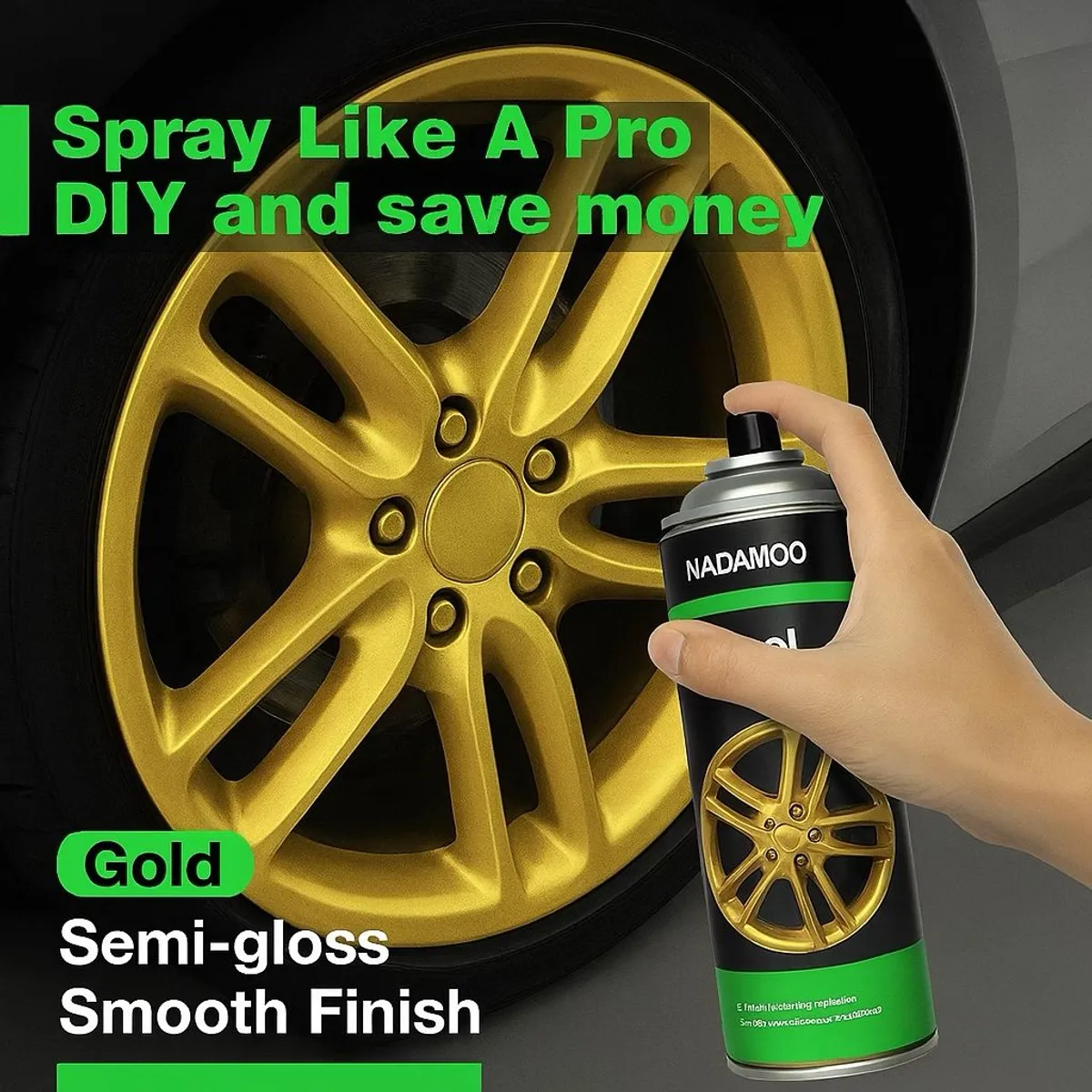 NADAMOO Aluminum Wheel Spray Paint, Gold, 2 Cans, 13 Oz
