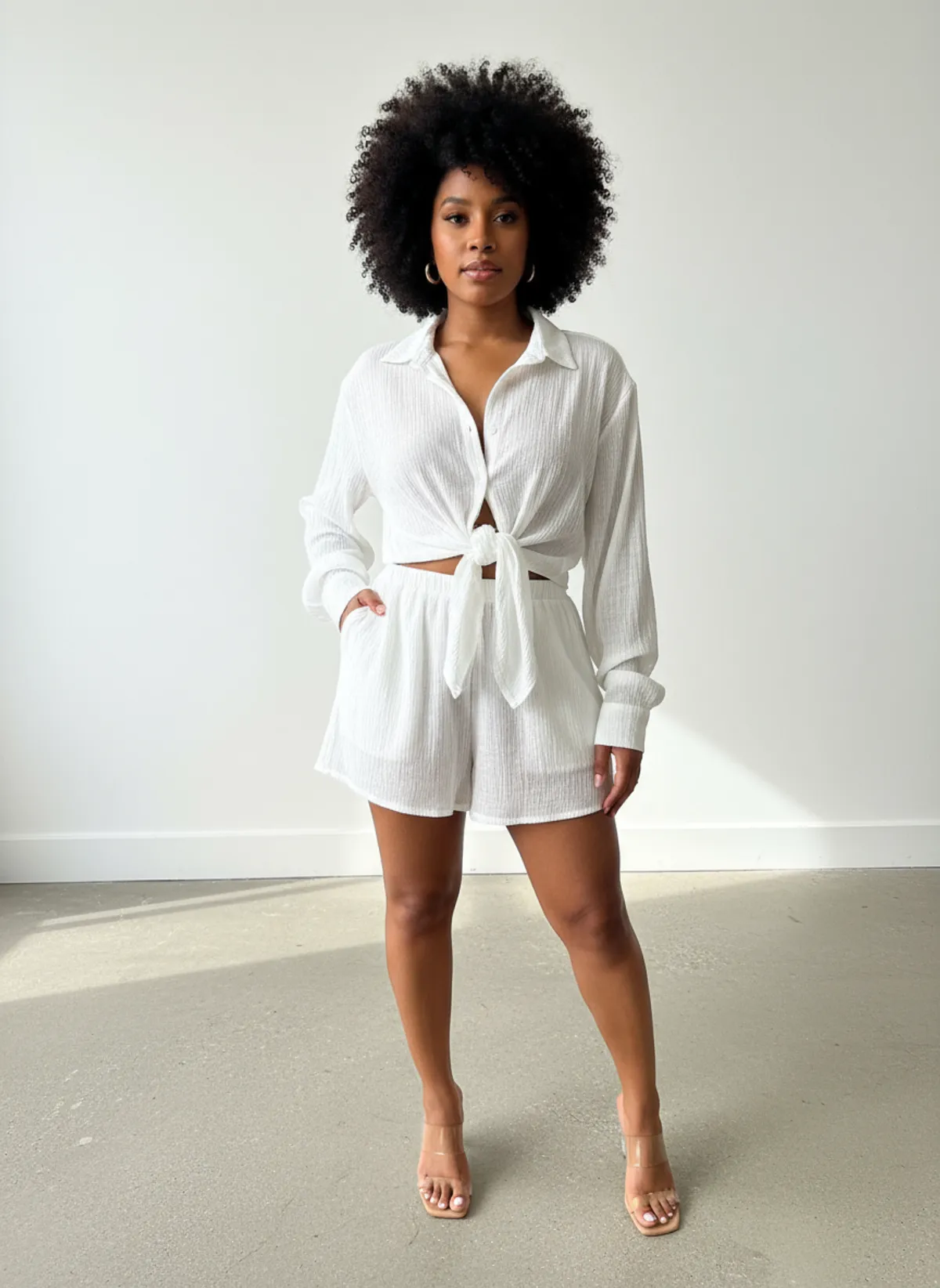 Women’s White Shorts Suit - Size M.