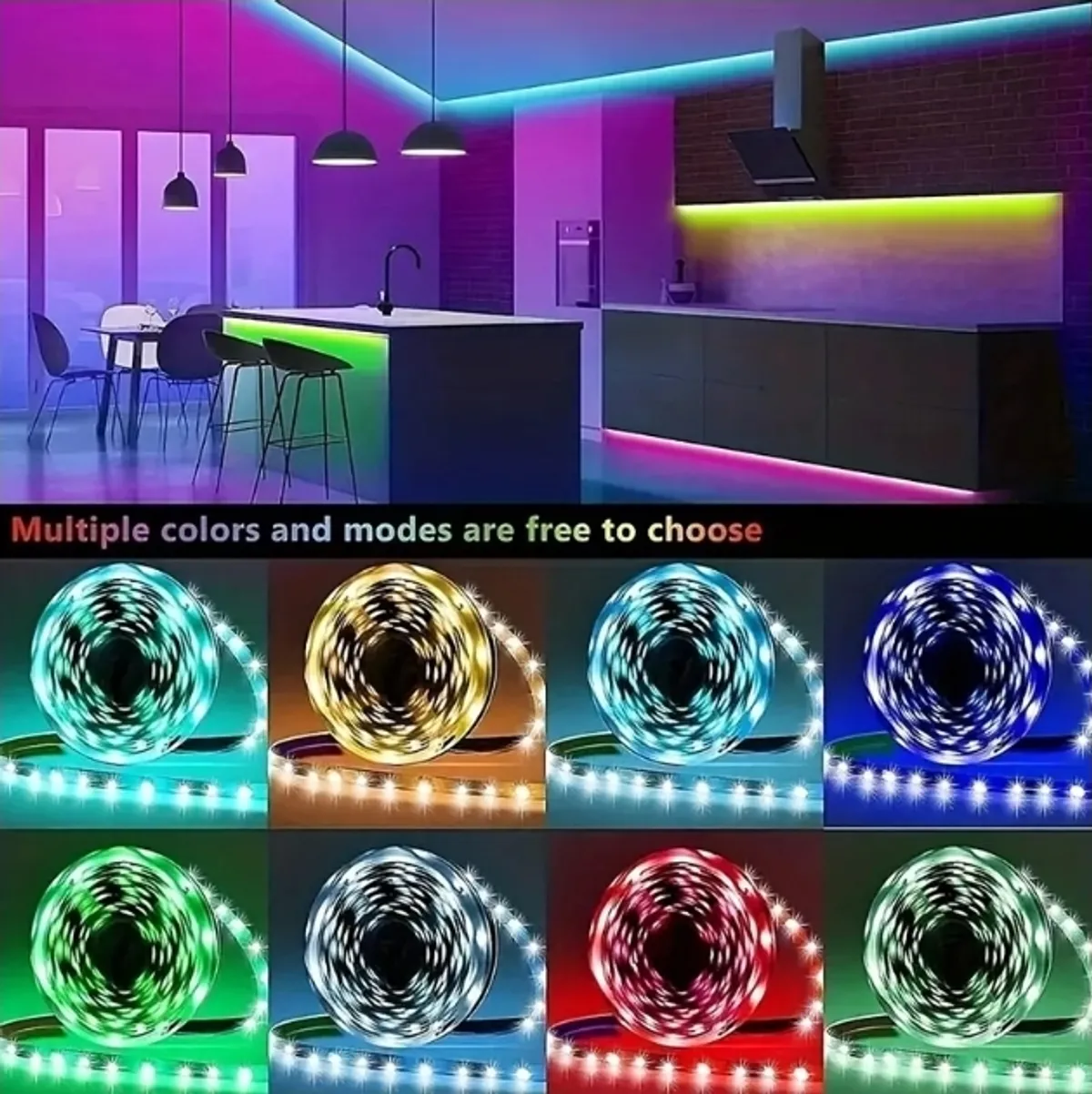 100ft/30 Meter LED Strip Light RGB 5050 Color Changing Light Bar Smart Light Strip 44-Key Remote Control Night Light