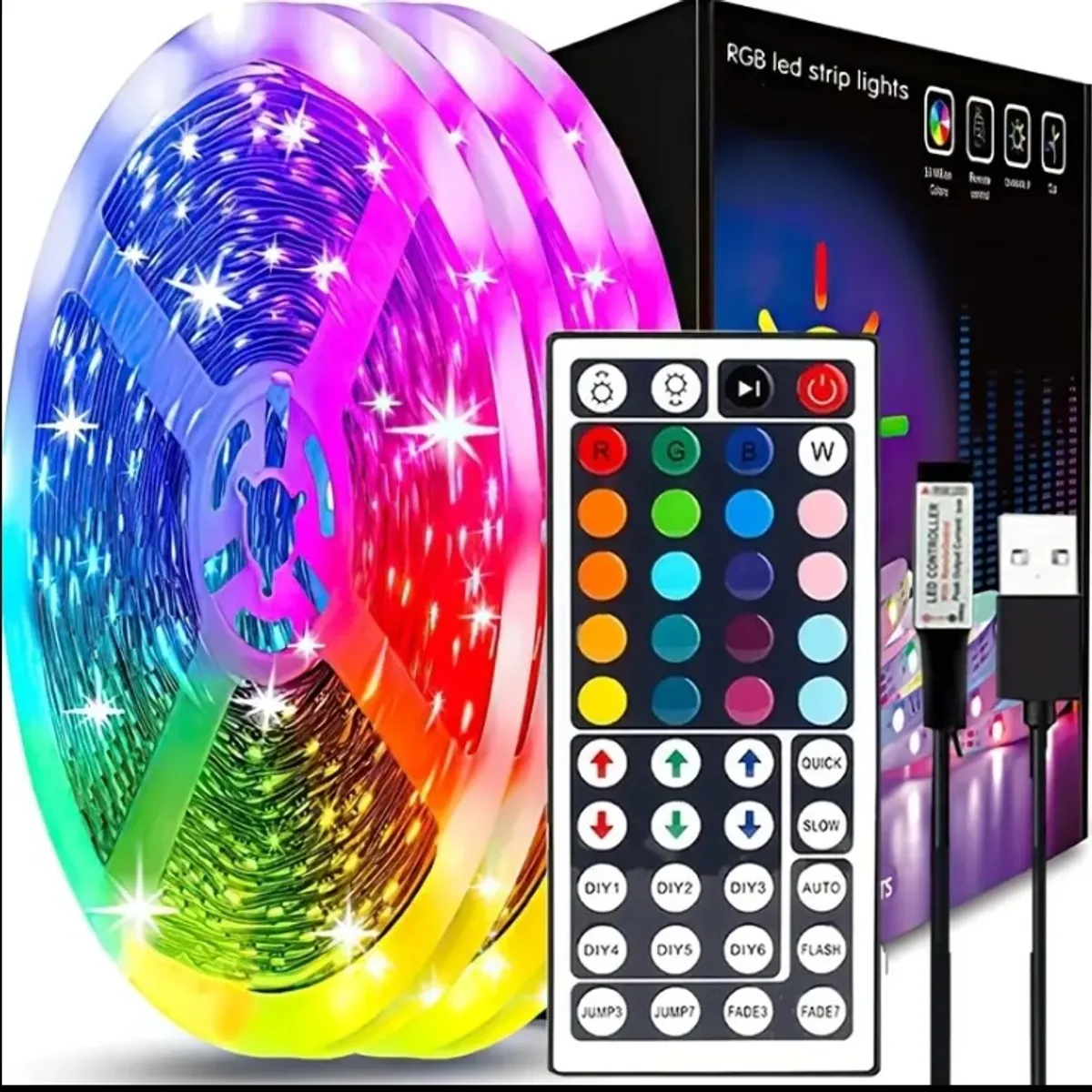 100ft/30 Meter LED Strip Light RGB 5050 Color Changing Light Bar Smart Light Strip 44-Key Remote Control Night Light