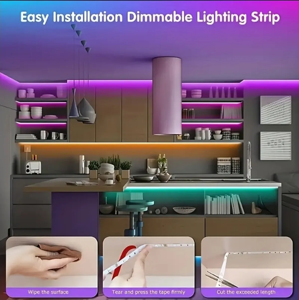 100ft/30 Meter LED Strip Light RGB 5050 Color Changing Light Bar Smart Light Strip 44-Key Remote Control Night Light