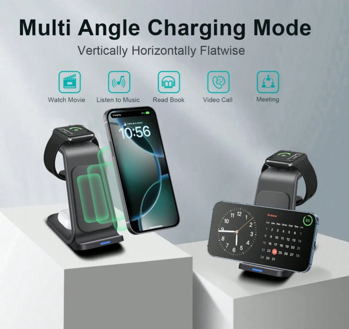 3-In-1 Wireless Charging Station 15W, BLK