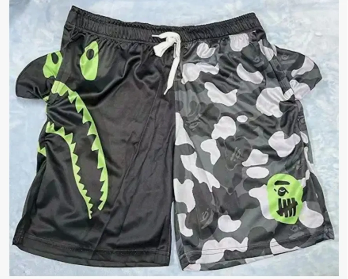 Shark Camo Unisex Sports Pants Beach Shorts - Size S