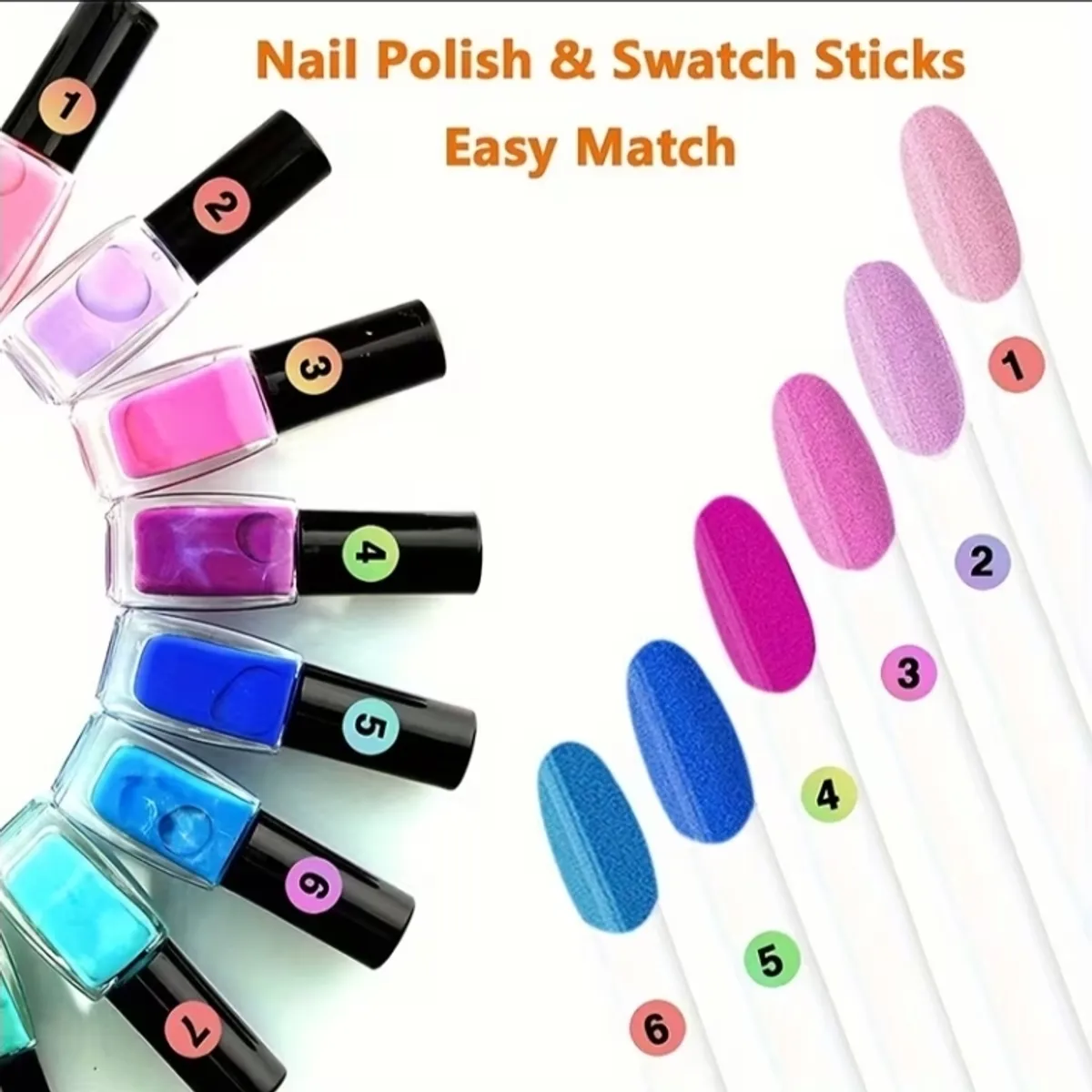 50pcs Nail Swatch Sticks with Ring for Nail Color Display