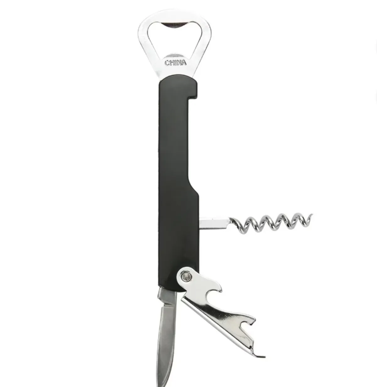 Mainstays Stainless Steel and Plastic Waiter's Corkscrew Bottle Opener, Black
