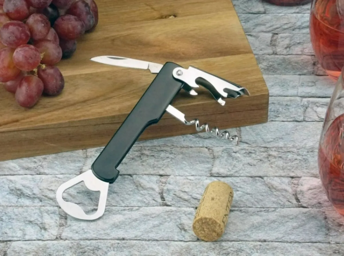 Mainstays Stainless Steel and Plastic Waiter's Corkscrew Bottle Opener, Black