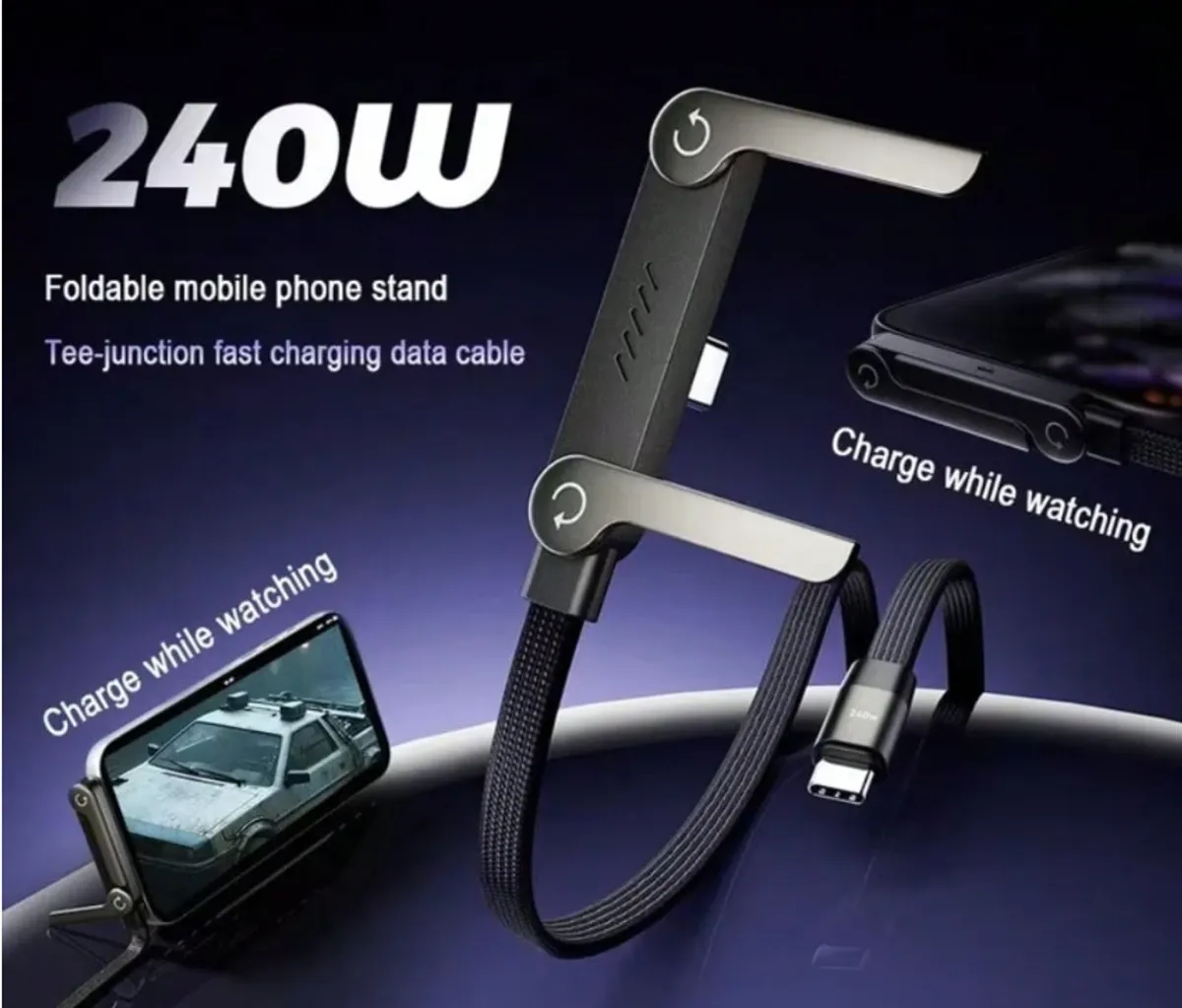 240W Fast Charging Cable & Stand Combo Type C, 1m