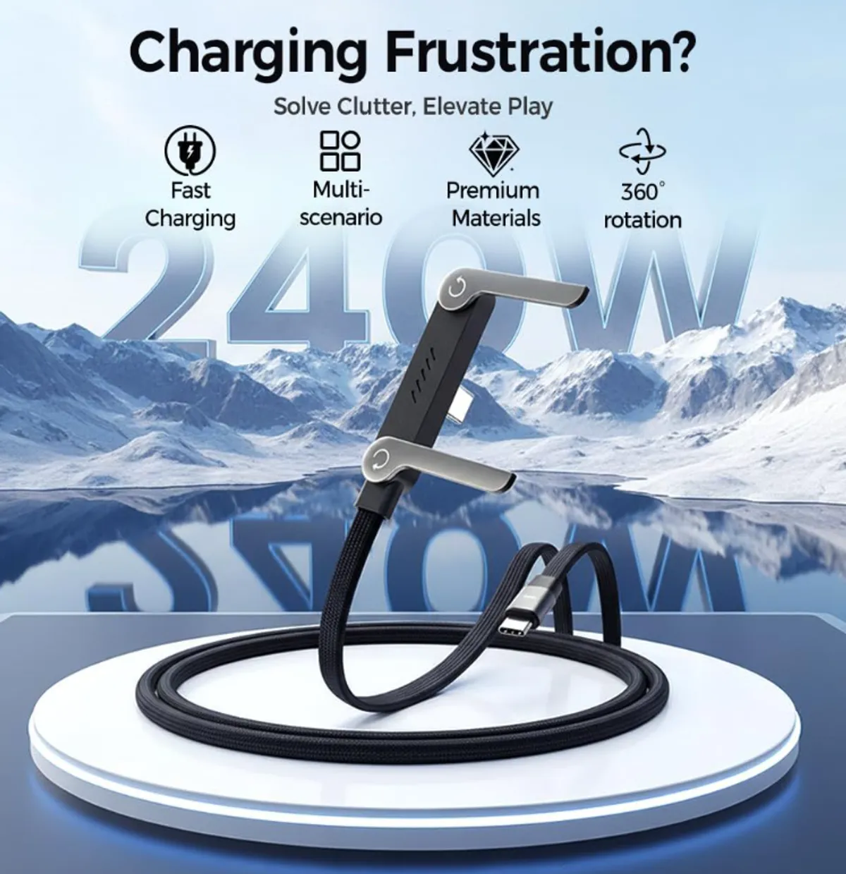 240W Fast Charging Cable & Stand Combo Type C, 1.5m