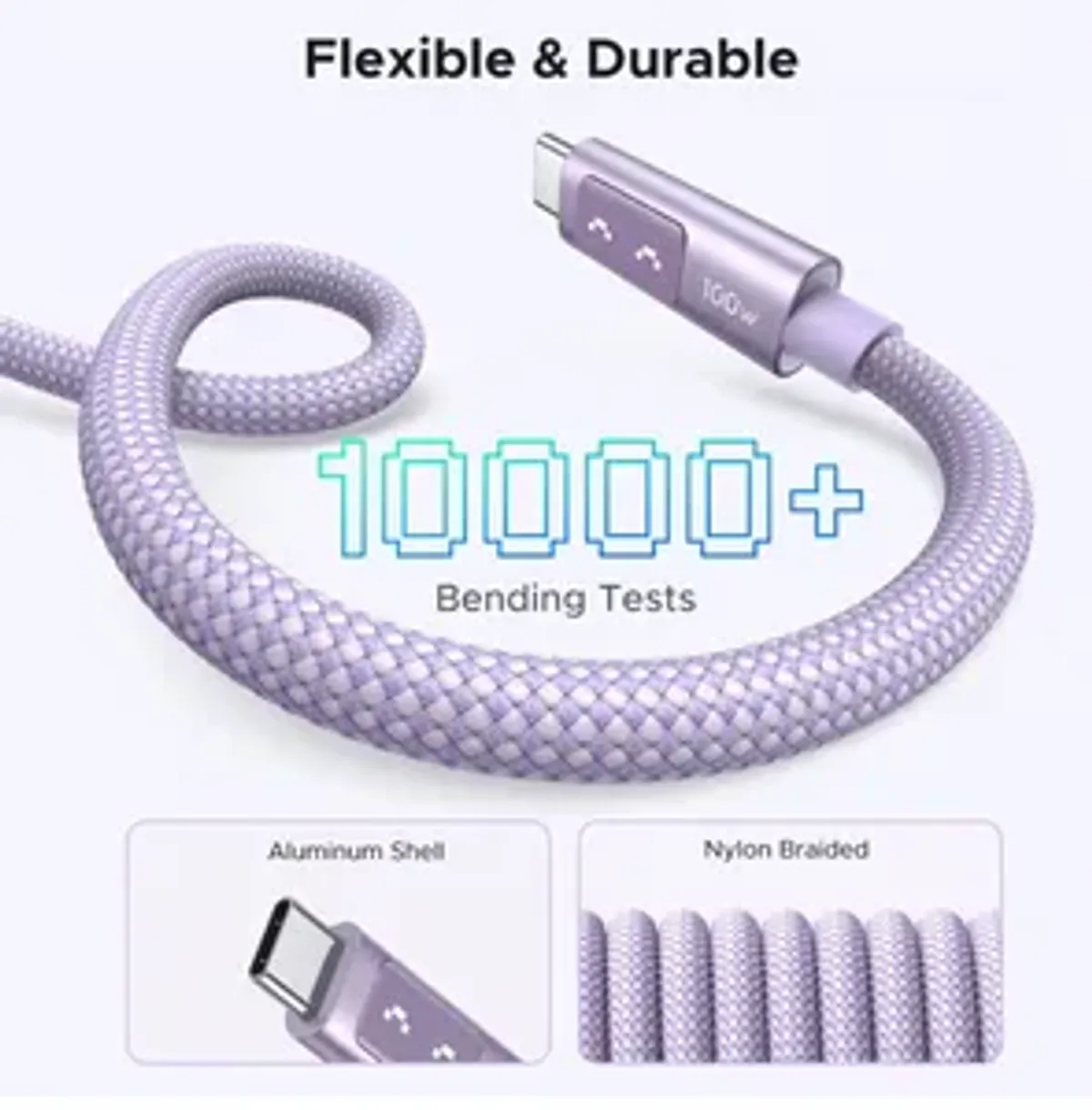 UGREEN Uno 100W Type C Fast Charging Cable 6FT, Purple