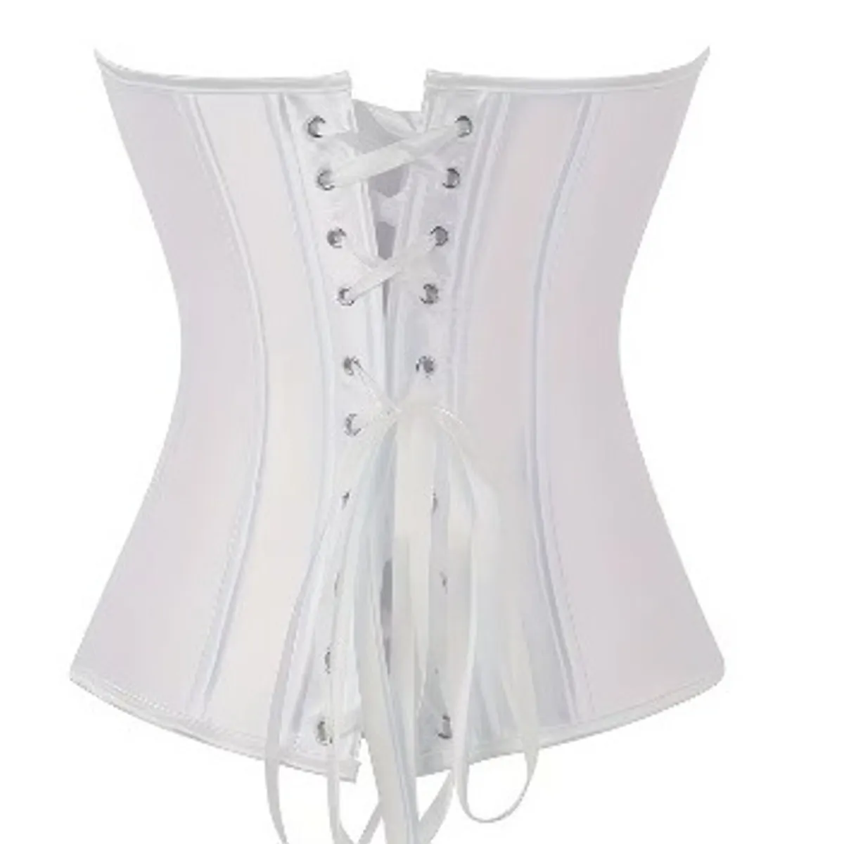 Women's White Back-tie Corset Top-Size L