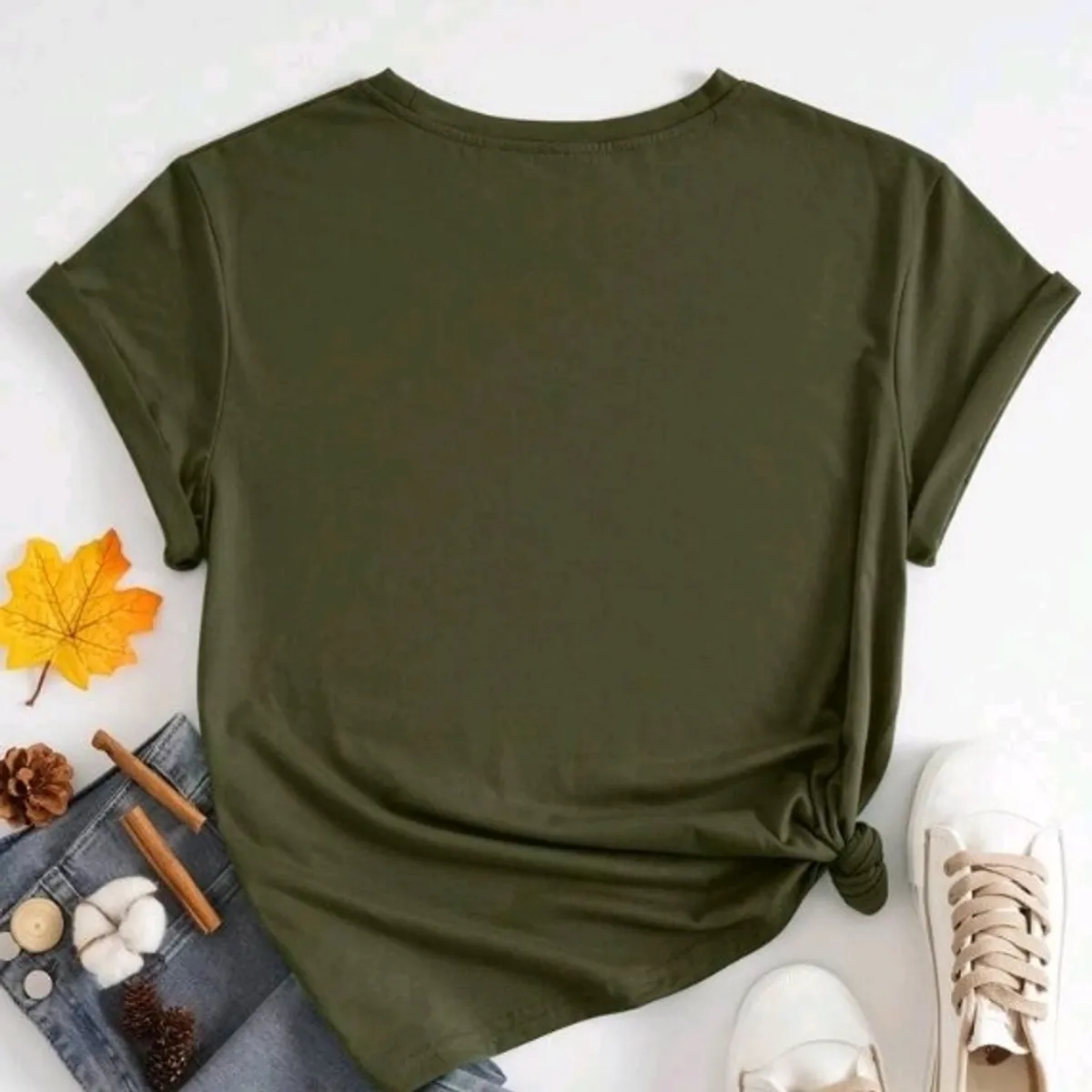 Women's Green Graphic Short-Sleeve T-Shirt-Size L