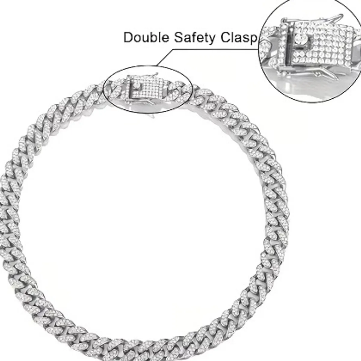 Men's Sliver  4pcs Set  Cuban Necklace,Cross Necklace  And Watch