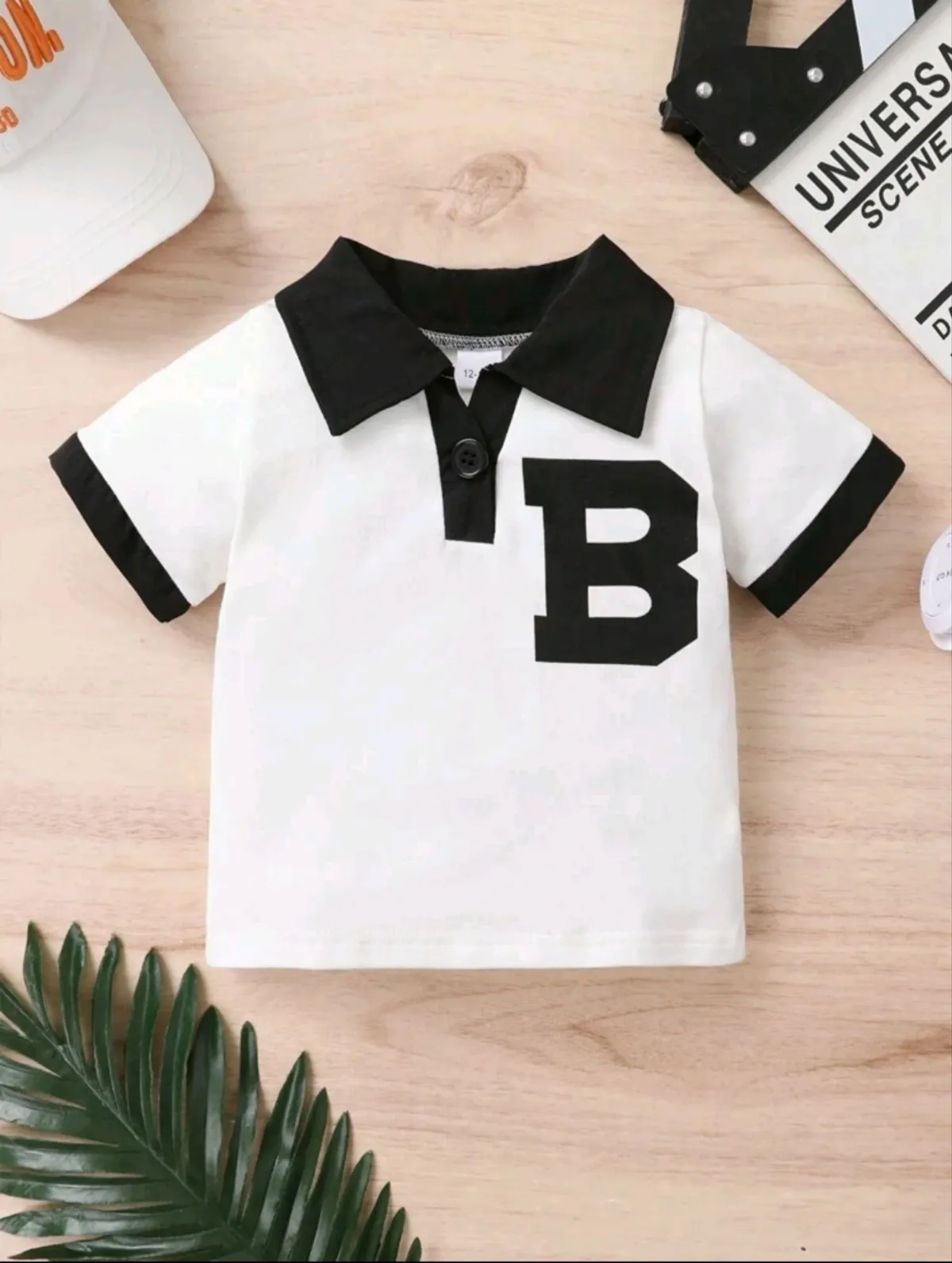 2PCS Young Girl Summer Party/Casual Collared Half-Buttoned Top And Pleated Skirt Set With Letter Print - Size 5Y