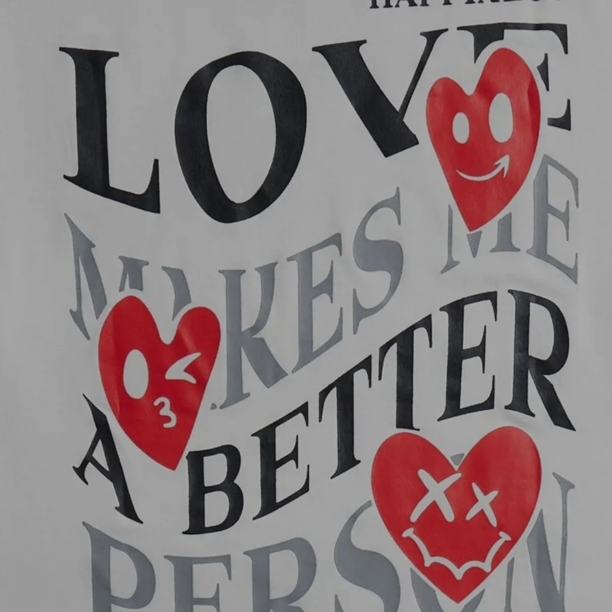 Men's Graphic Smiley Face And  "LOVE MAKES ME A BETTER PERSON". T-Shirt -Size M