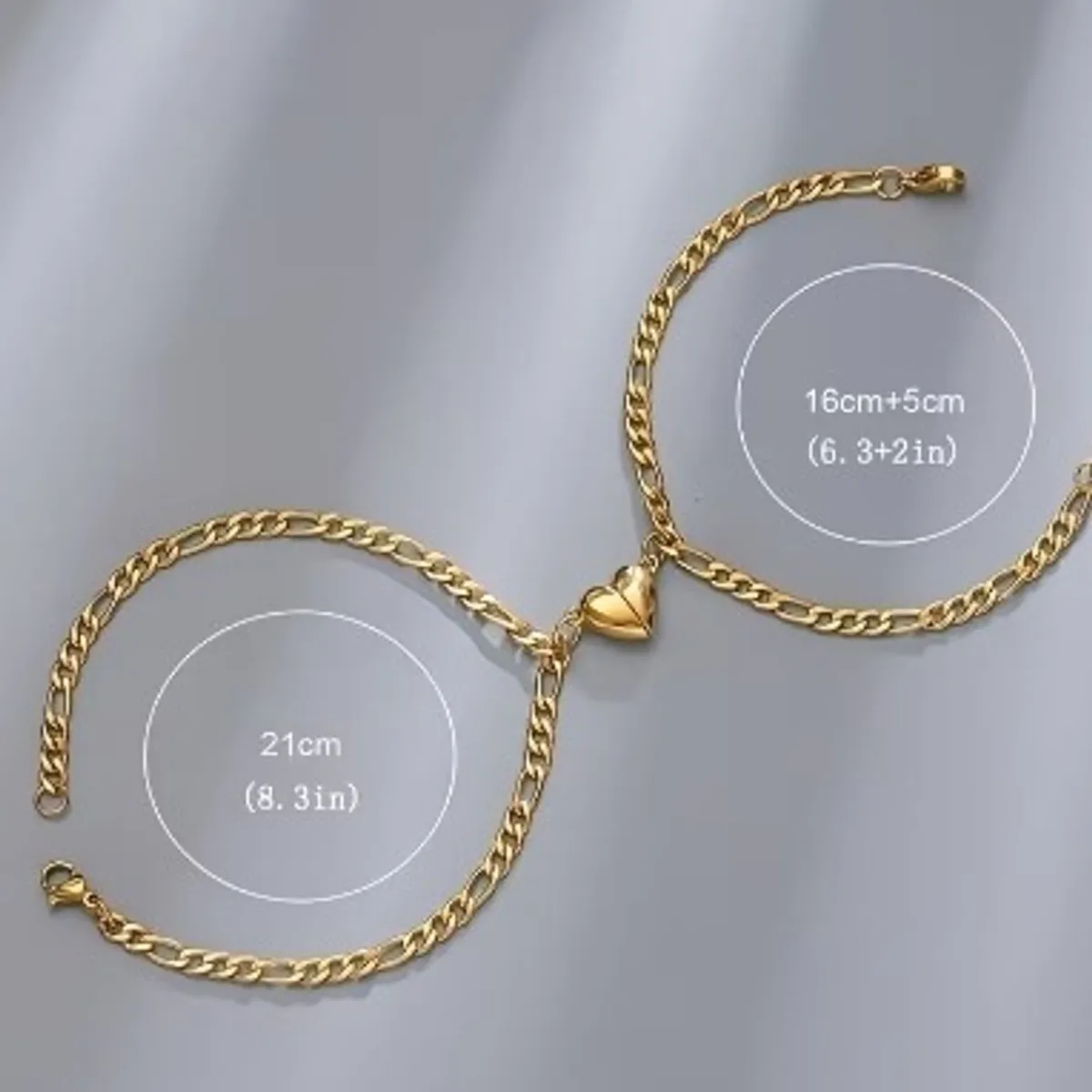2pcs Gold Heart-shaped Couple Bracelets Set