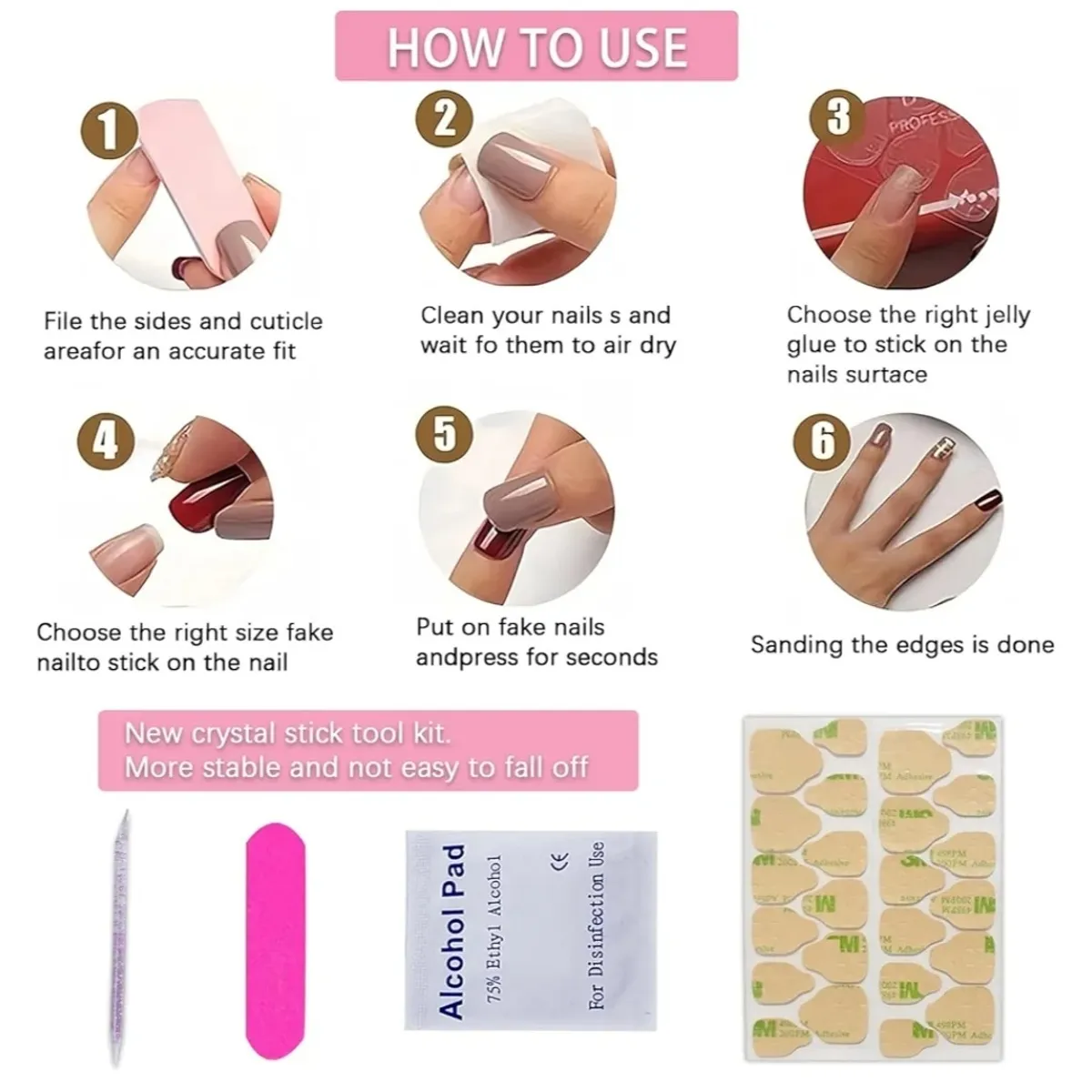 24pcs French tip press-on nails featuring white floral and heart-shaped pearl embellishments.