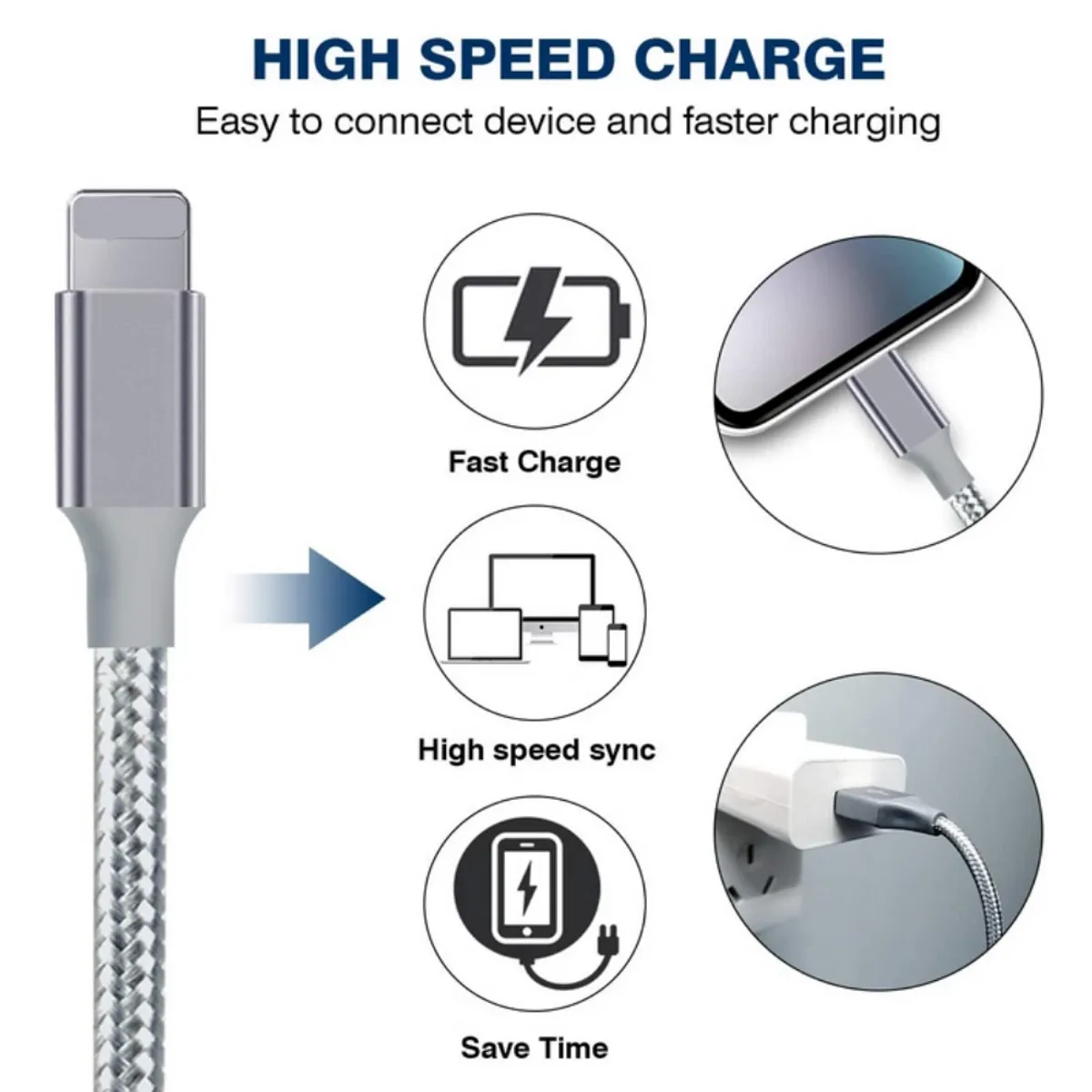 6 Pack Fast Iphone Charger Cable