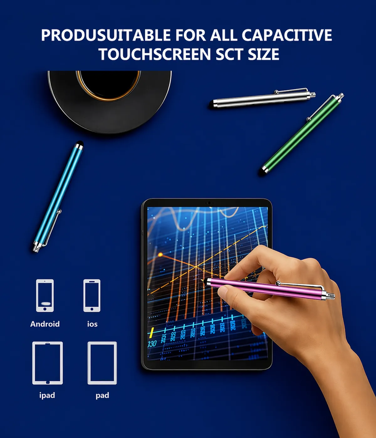 Stylus Pen For All Capacitive Touch Screens, Black