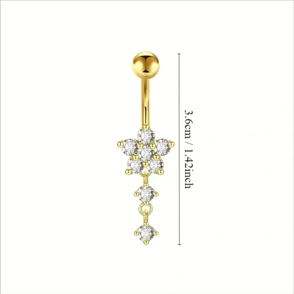 1pc European and American Style Fashionable  Belly Button Ring Navel Stud Flower Piercing Jewelry for Women