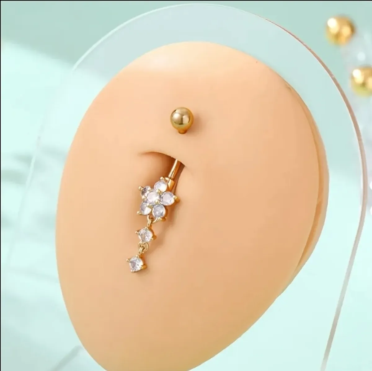 1pc European and American Style Fashionable  Belly Button Ring Navel Stud Flower Piercing Jewelry for Women