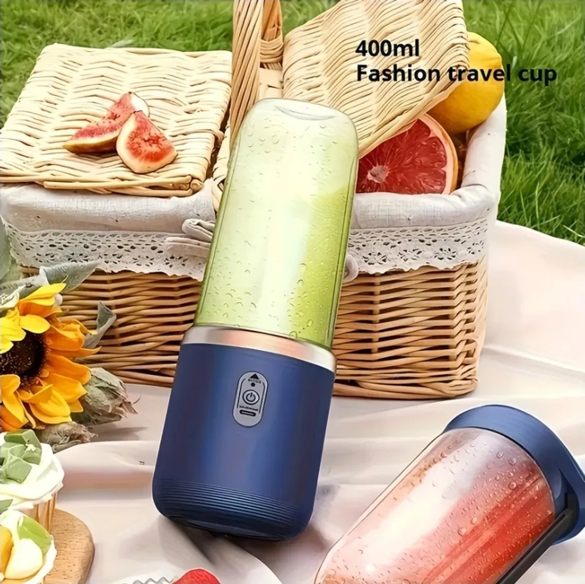 Upgraded Portable Electric Juicer Blender, USB Rechargeable Juicer with 2 Cups, 6-Blade Design, Sports Lid for Blending Juice, Wireless Multifunctional Portable Juicer, Creates Smooth Juices, Fruit Mixer, Beverage Making Supplies