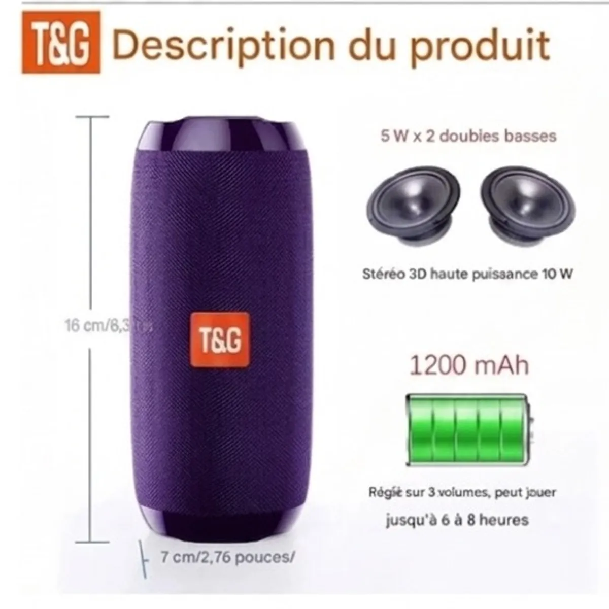 T&G Portable Bluetooth Speaker, IPX5 Waterproof Wireless