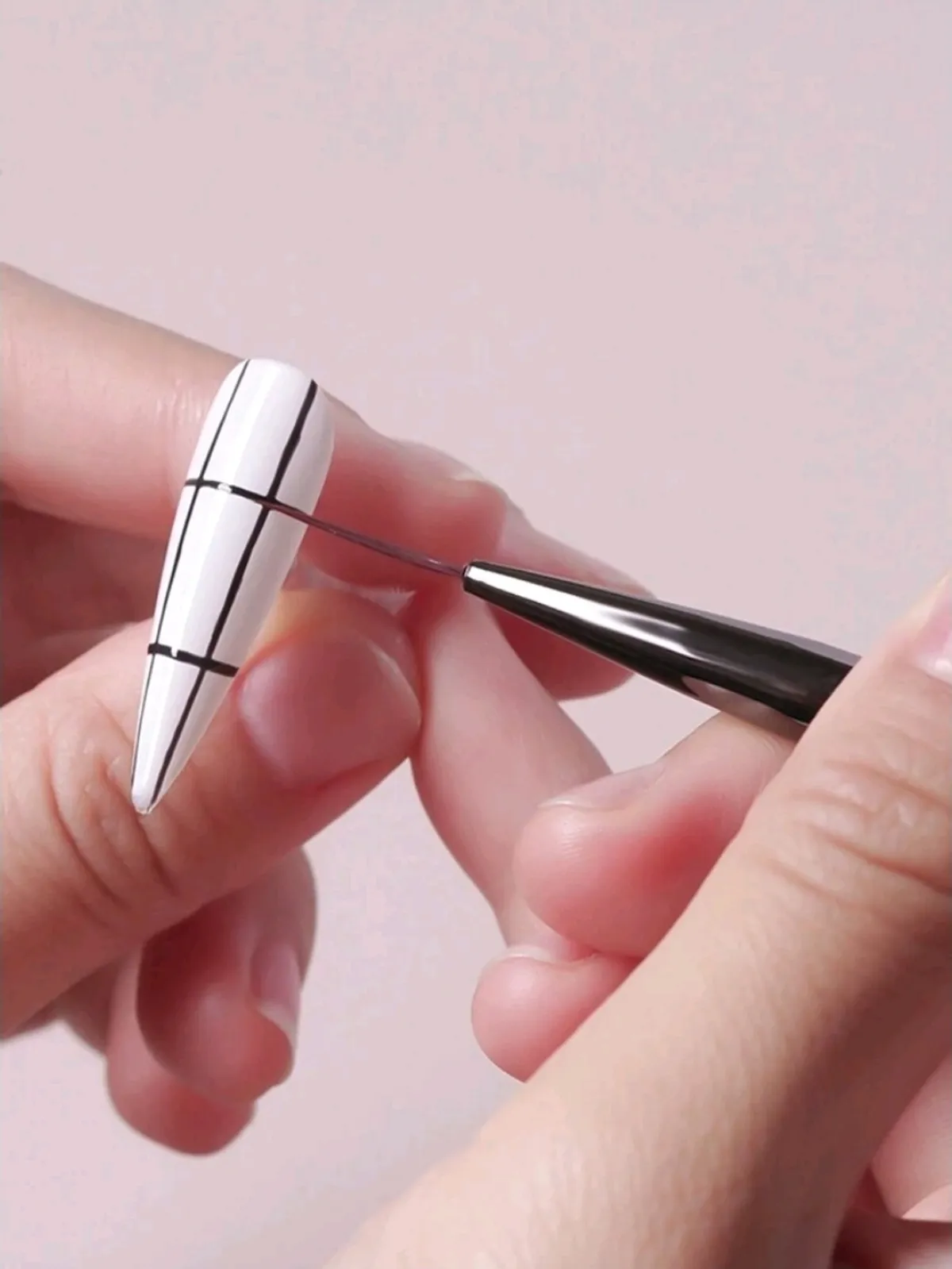 5pcs/Set Nail Liner Brush, DIY Drawing Painting Flower Line Stripes Pen 6/9/12/15/18mm Metal Handle Nail Art Brush With Cover Nail Brushes