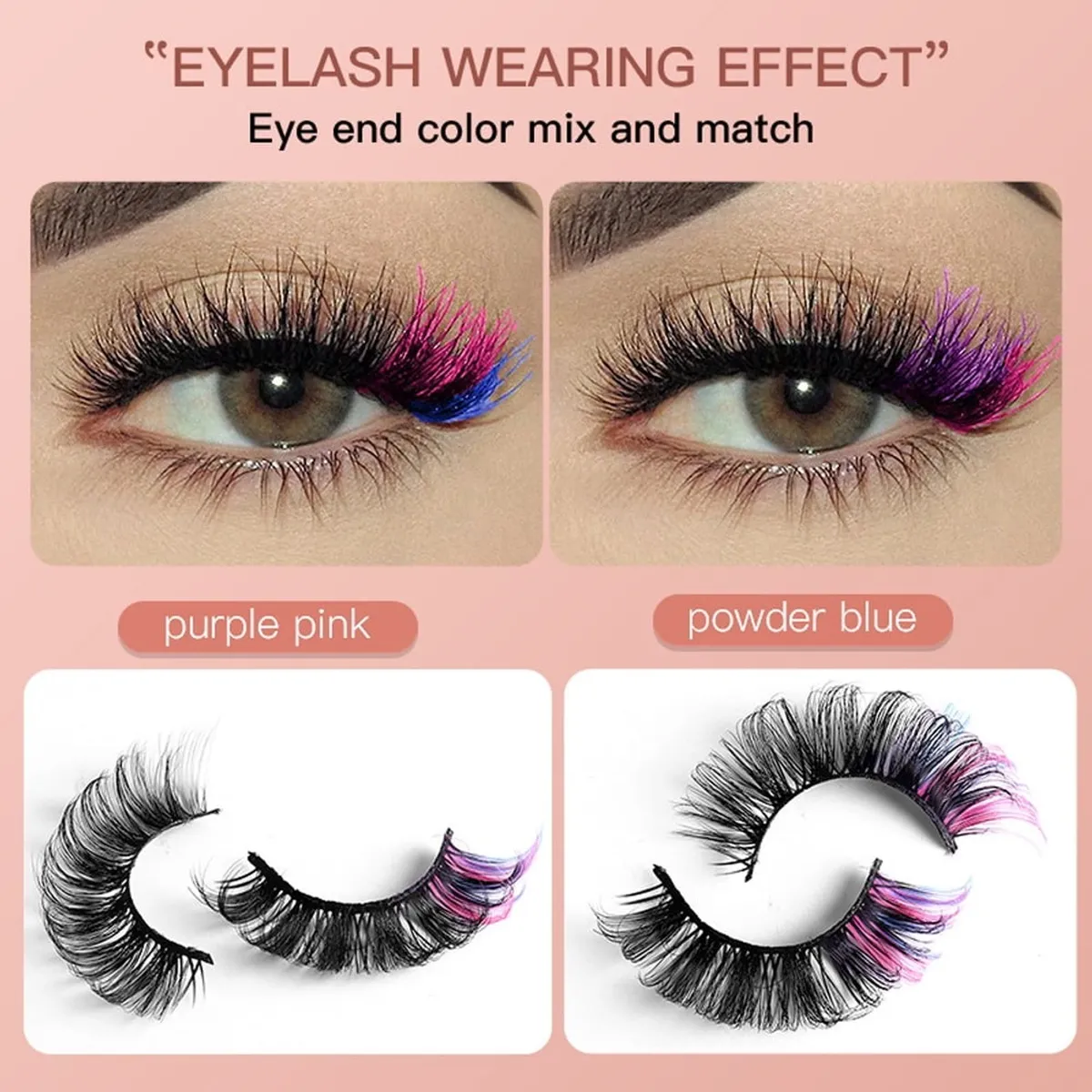 7 Pairs Colored Lashes Makeup Lashes