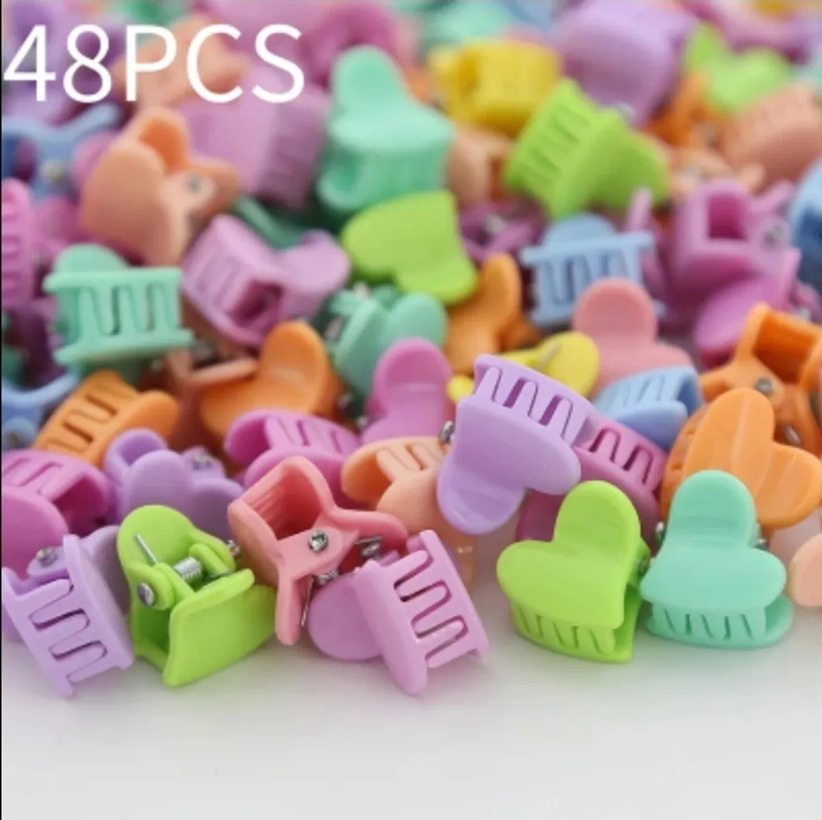 48pcs of Vibrant Mini Heart-shaped Hair Clips for Women