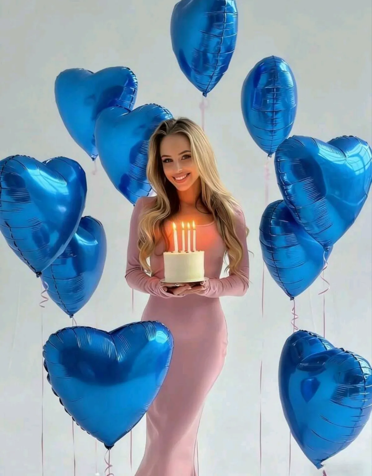 10 PCS 18-Inch Blue Heart Shaped Foil Balloons, Suitable For Wedding, Birthday, Anniversary, Valentine's Day Decoration, Indoor Room Decor