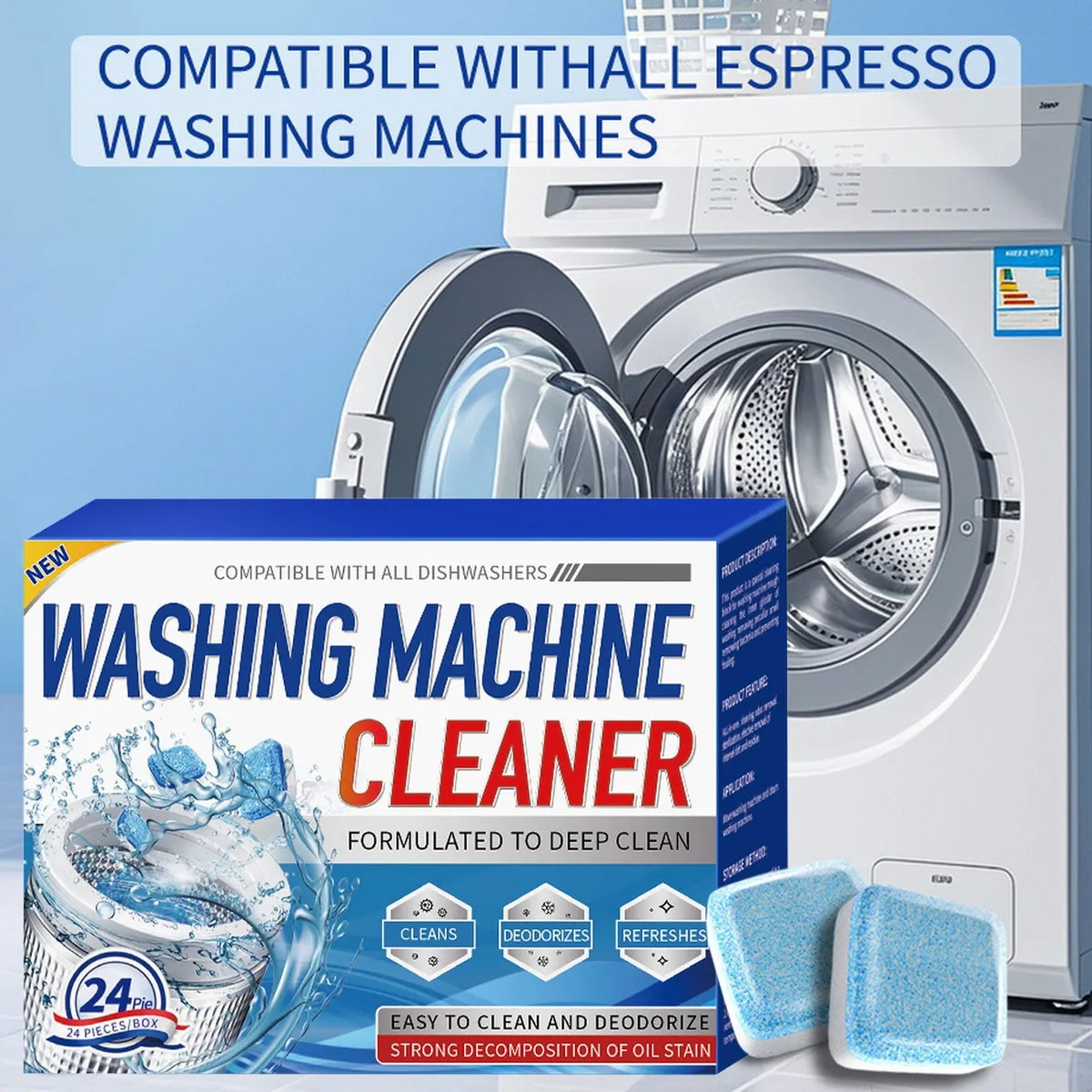 Washing Machine Cleaner Tablets, 24 Pack