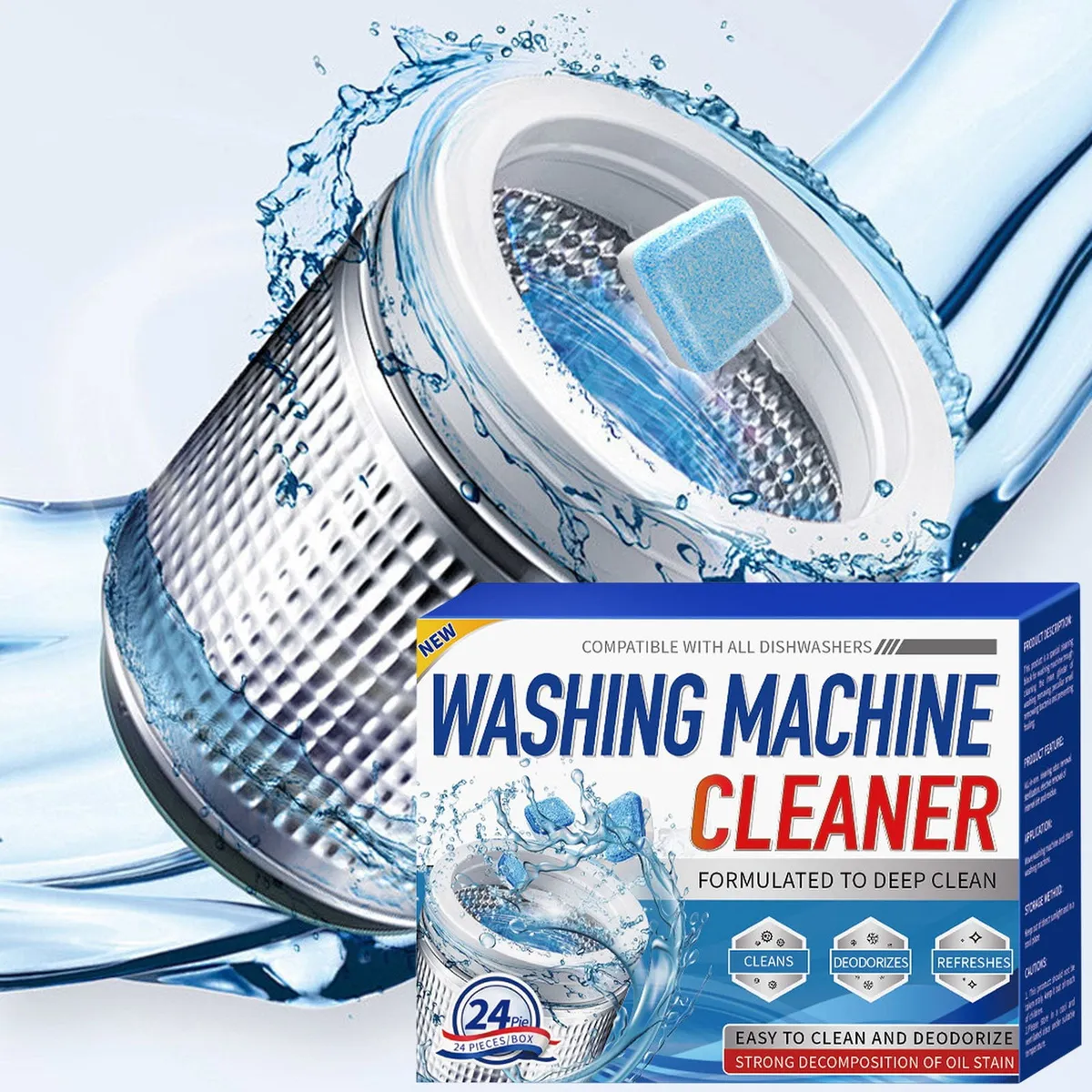 Washing Machine Cleaner Tablets, 24 Pack