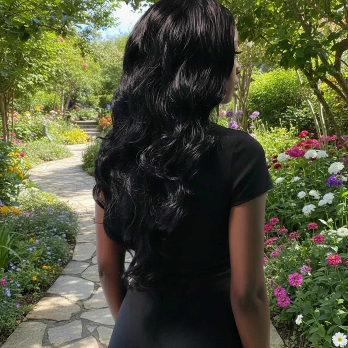26 Inch  4x4 Lace Front Body Wave  T- Part Synthetic Black Wig
